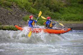 Kayaking in blue water