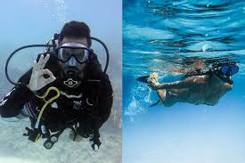 Snorkeling in clear sea